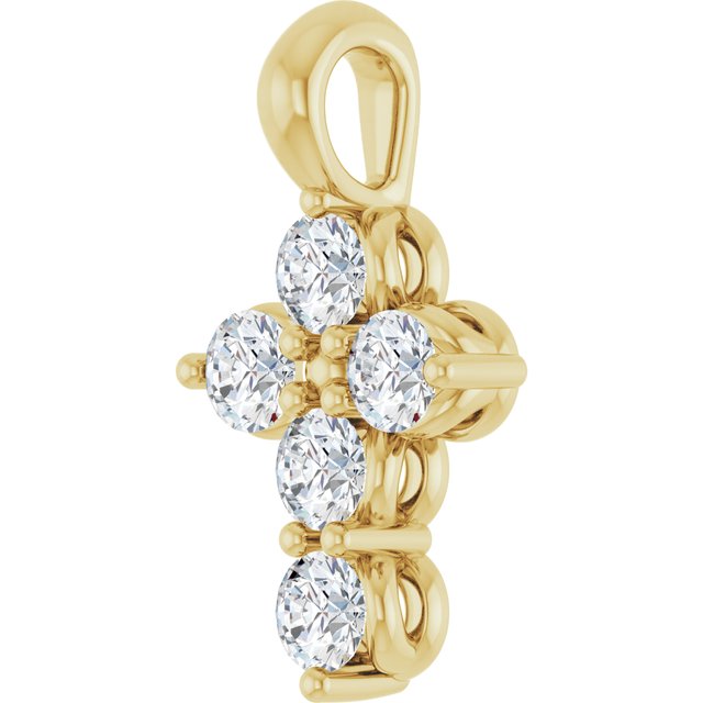 14K Yellow 1/6 CTW Natural Diamond Cross Pendant