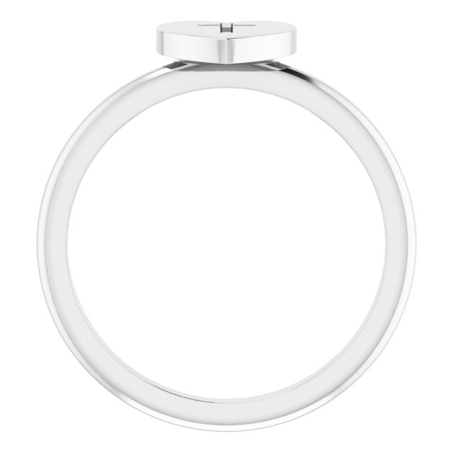 Sterling Silver Heart With Cross Ring