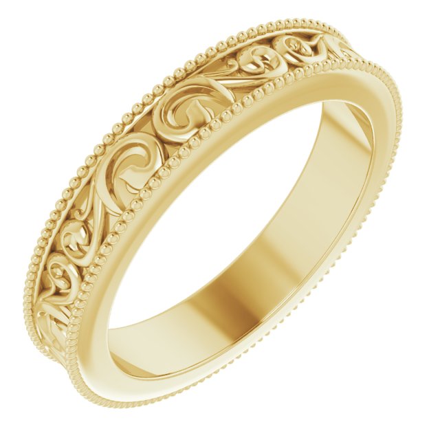 14k Yellow 4 Mm Sculptural Band Size 7