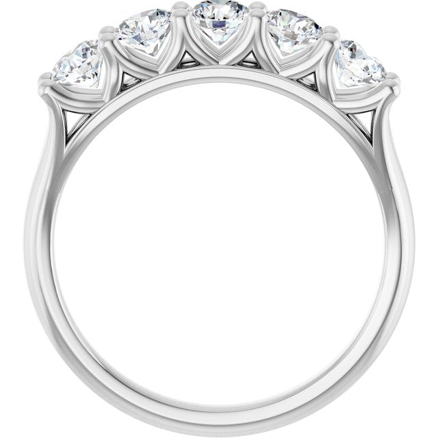 14k White 1 Ctw Lab-grown Diamond Anniversary Band
