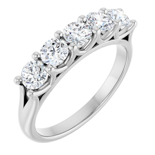 14k White 1 Ctw Lab-grown Diamond Anniversary Band