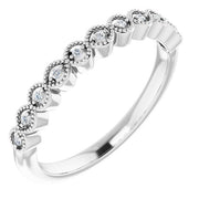 14k White .05 Ctw Natural Diamond Band For 7x5 Mm Oval Ring