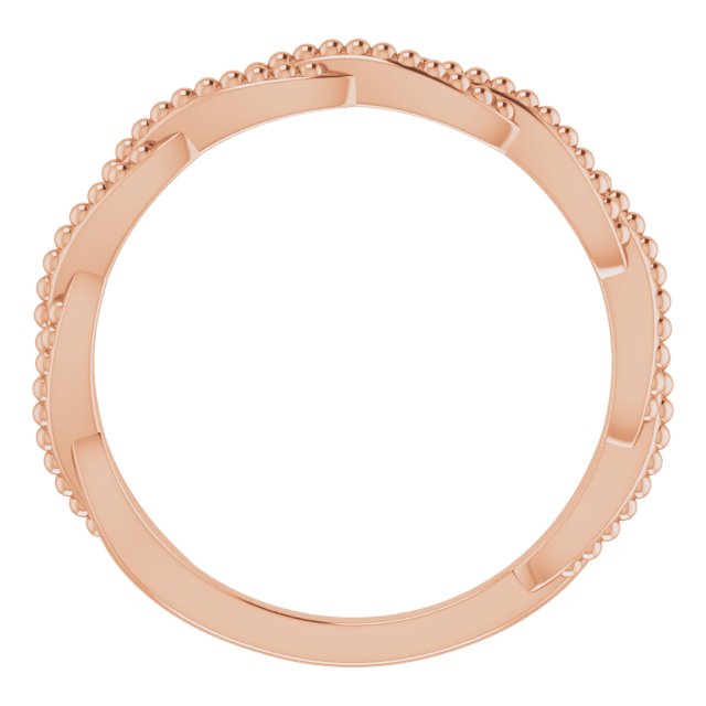 14k Rose Stackable Twisted Beaded Ring