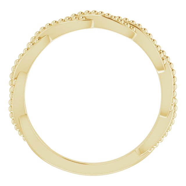 14k Yellow Stackable Twisted Beaded Ring