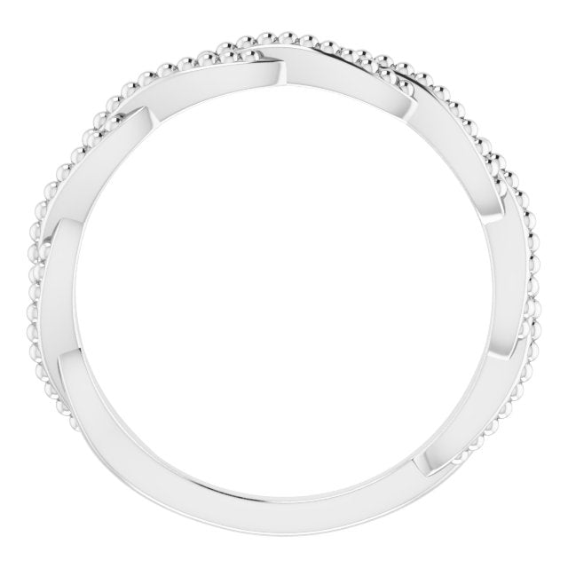 Sterling Silver Stackable Twisted Beaded Ring