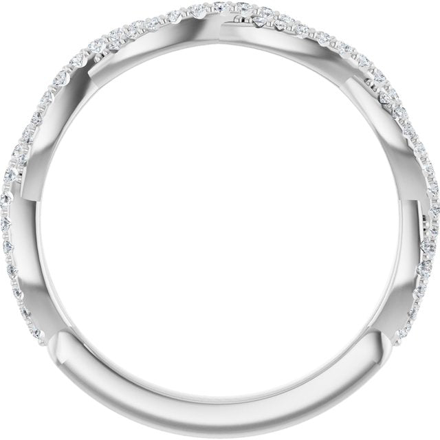 14k White 1/5 Ctw Natural Diamond Band For 6.5 Mm Round Ring