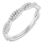 14k White 1/5 Ctw Natural Diamond Band For 6.5 Mm Round Ring