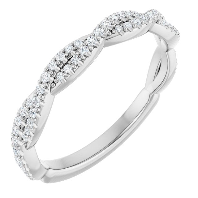 14k White 1/5 Ctw Natural Diamond Band For 6.5 Mm Round Ring