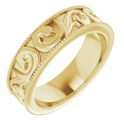 14k Yellow 5 Mm Sculptural Band With Milgrain Size 4.5