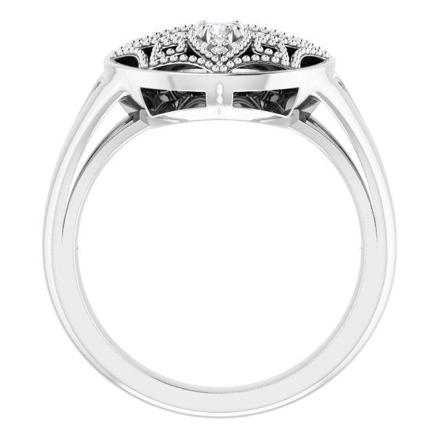 14k White 1/6 Ctw Natural Diamond Vintage-inspired Ring