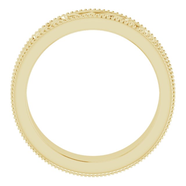 14k Yellow 5 Mm Sculptural Band With Milgrain Size 4.5