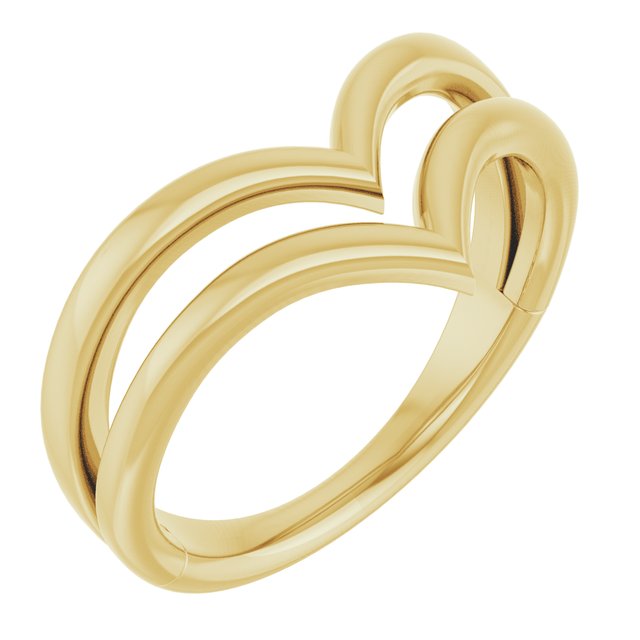 14k Yellow Double V Ring