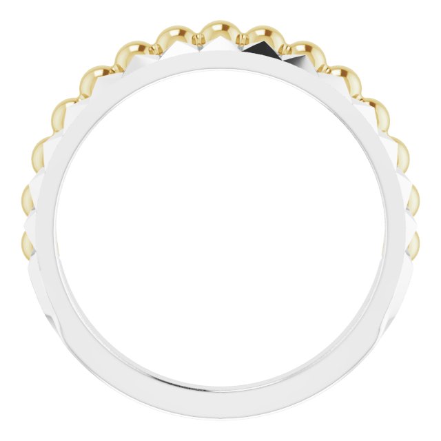 14k White/yellow Beaded & Geometric Stacked Ring