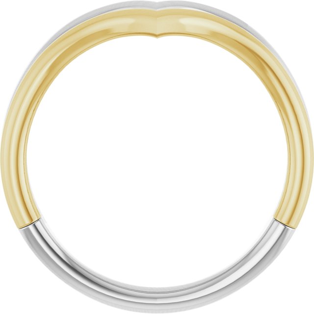 14k White & Yellow Double V Ring