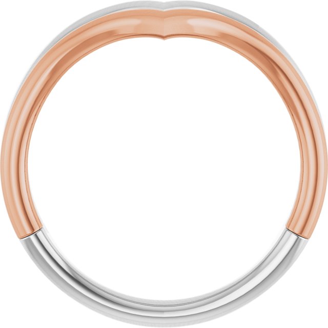 14k White & Rose Double V Ring