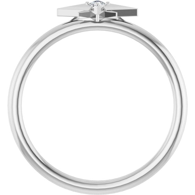 14k White .03 Ct Natural Diamond Star Ring
