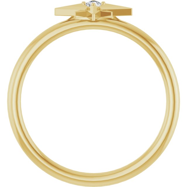 14k Yellow .03 Ct Natural Diamond Star Ring
