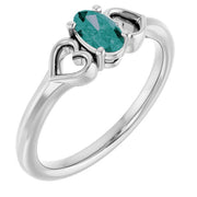 14k White Lab-grown Alexandrite Youth Heart Ring