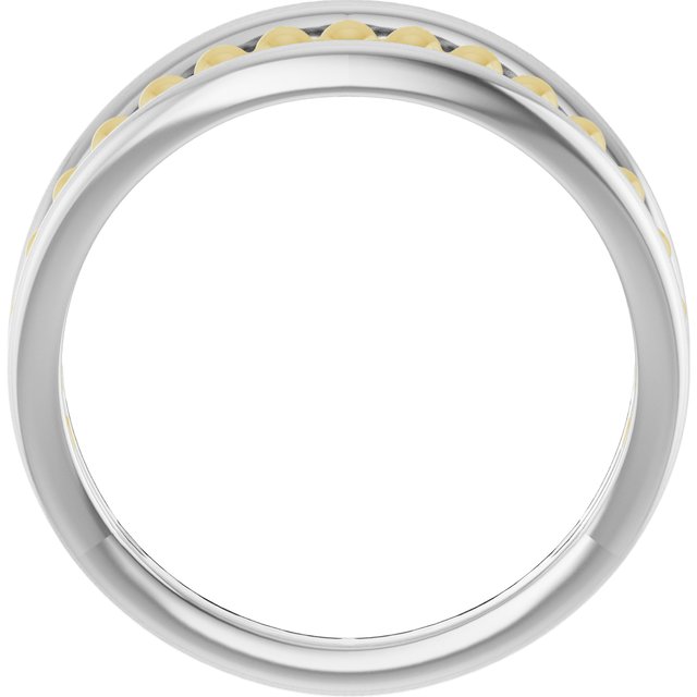 14k White/yellow Negative Space Beaded Ring