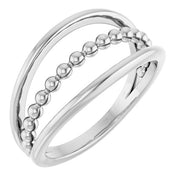Sterling Silver Negative Space Beaded Ring
