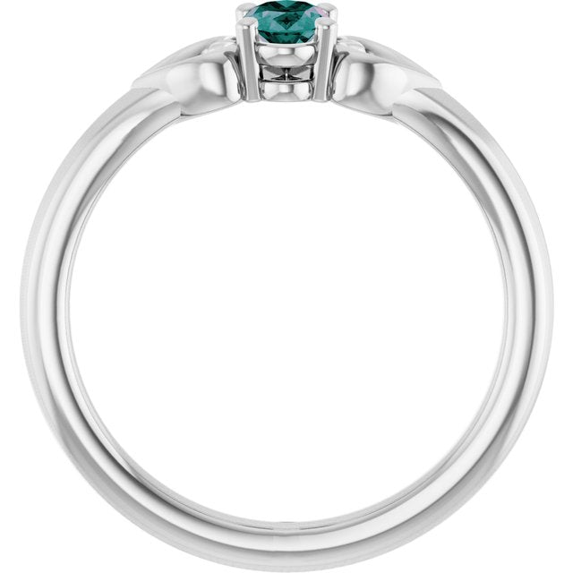 14k White Lab-grown Alexandrite Youth Heart Ring