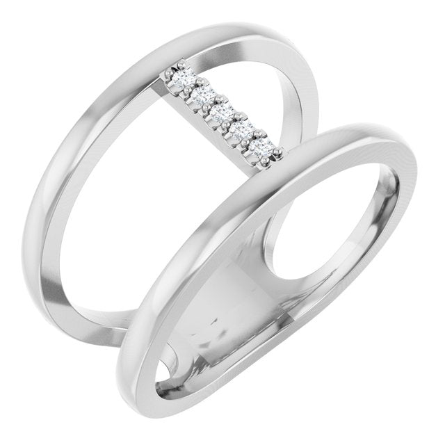 14k White .04 Ctw Natural Diamond Negative Space Ring