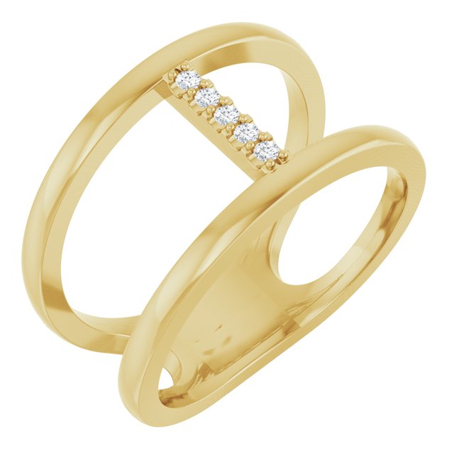14k Yellow .04 Ctw Natural Diamond Negative Space Ring