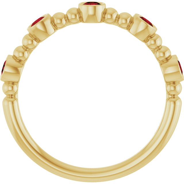 14k Yellow Natural Mozambique Garnet Stackable Ring