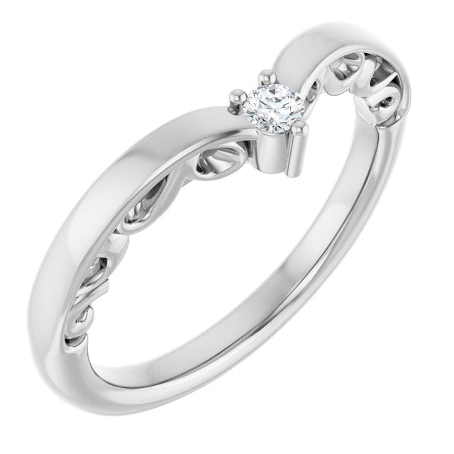 14k White .06 Ctw Natural Diamond Contour Band