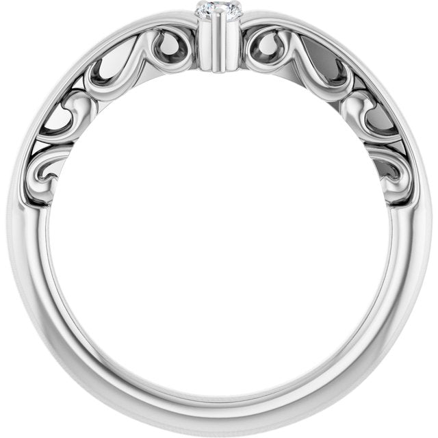 14k White .06 Ctw Natural Diamond Contour Band