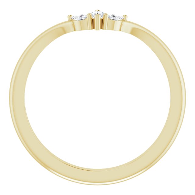 14k Yellow 1/8 Ctw Natural Diamond Three-stone V Ring