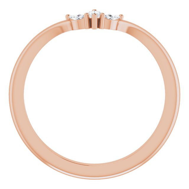 14k Rose 1/8 Ctw Natural Diamond Three-stone V Ring