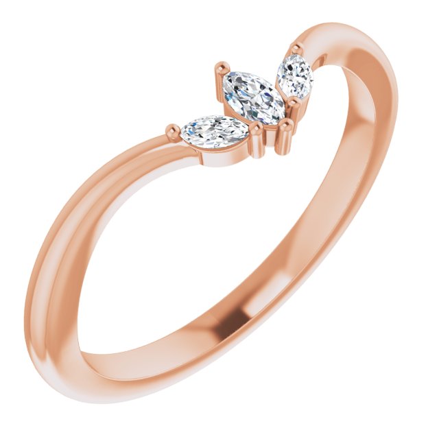 14k Rose 1/8 Ctw Natural Diamond Three-stone V Ring