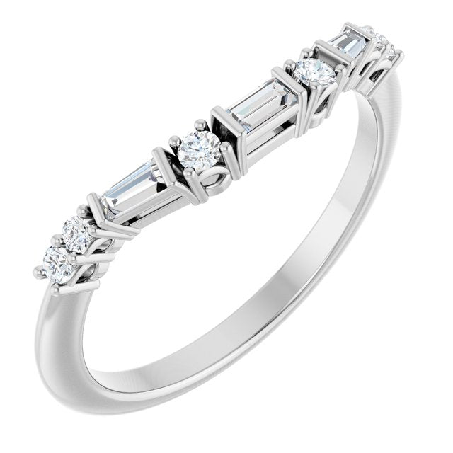 14k White 1/5 Ctw Natural Diamond Contour Band