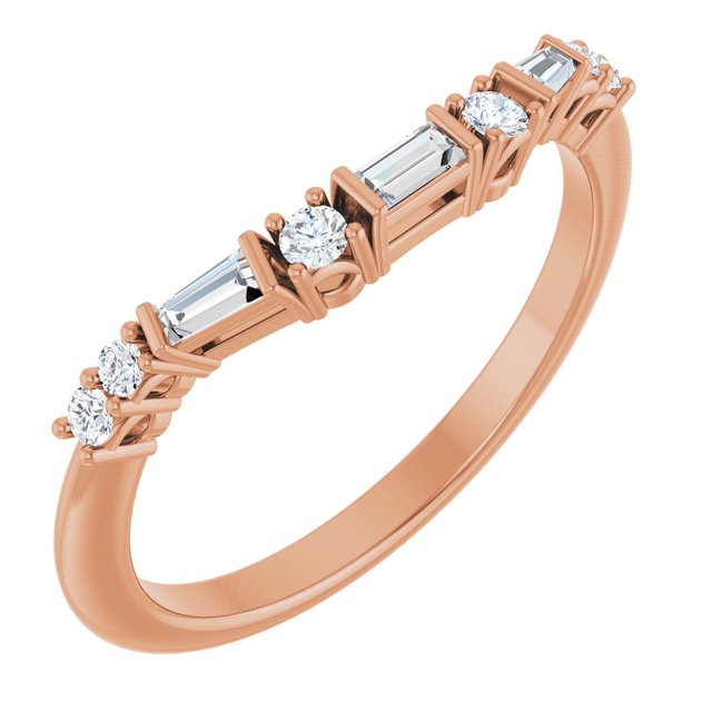 14k Rose 1/5 Ctw Natural Diamond Contour Band