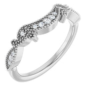 14k White .08 Ctw Natural Diamond Contour Band