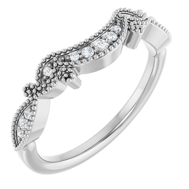 14k White .08 Ctw Natural Diamond Contour Band