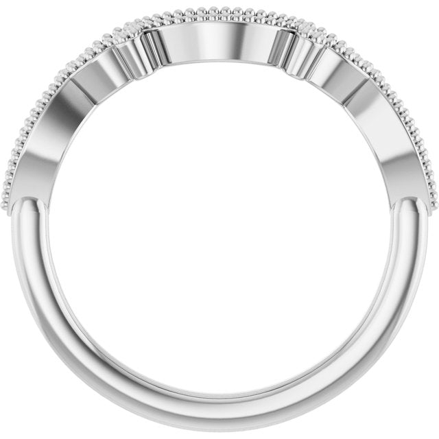 14k White .08 Ctw Natural Diamond Contour Band