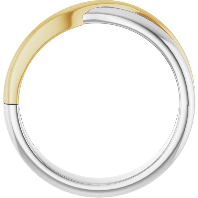 14k White & Yellow 5 Mm Pattern Band Size 7