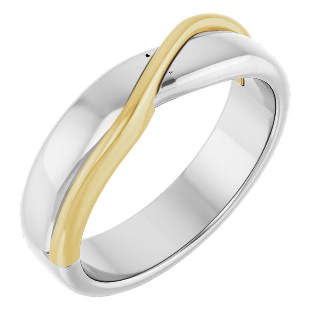 14k White & Yellow 5 Mm Pattern Band Size 7