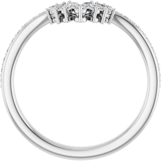 14k White 1/4 Ctw Natural Diamond Accented Contour Band