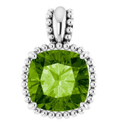 14k White Natural Peridot Pendant