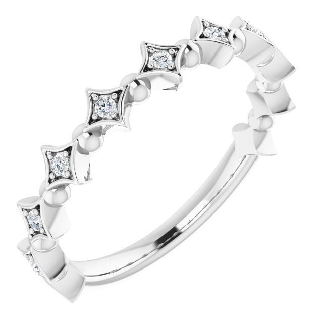 14k White 1/10 Ctw Natural Diamond Stackable Ring
