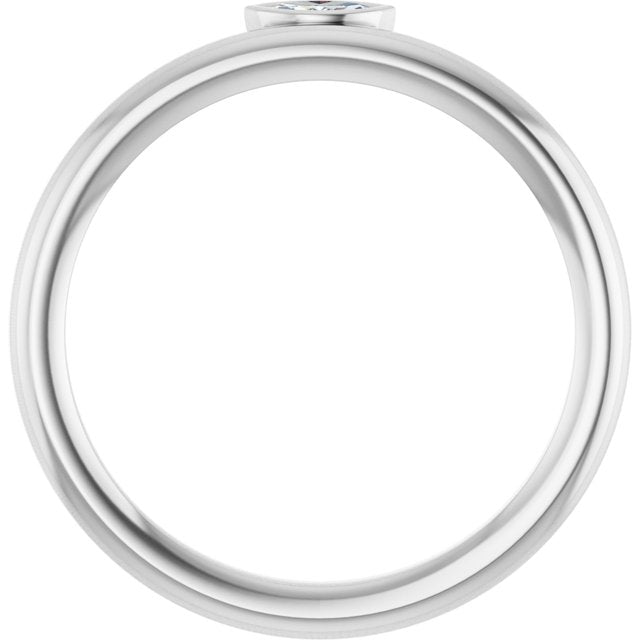 14k White .07 Ct Natural Diamond Stackable Ring