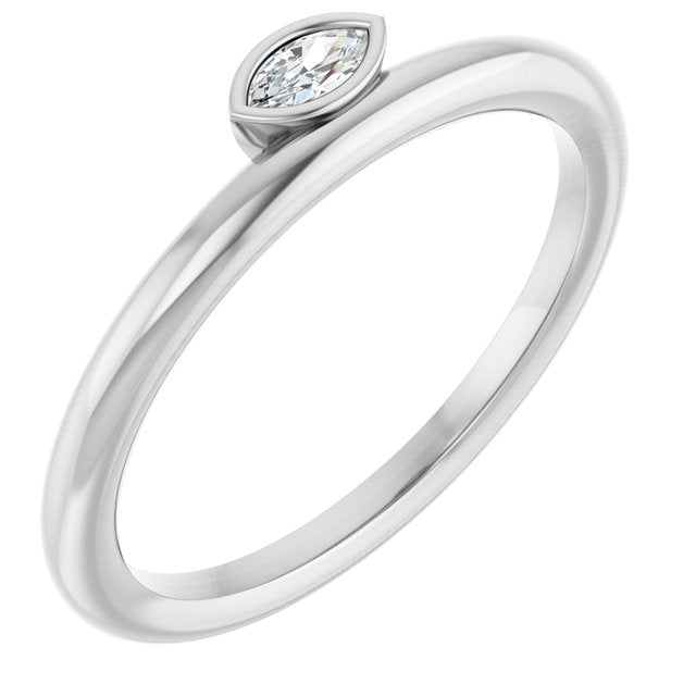 14k White .07 Ct Natural Diamond Stackable Ring