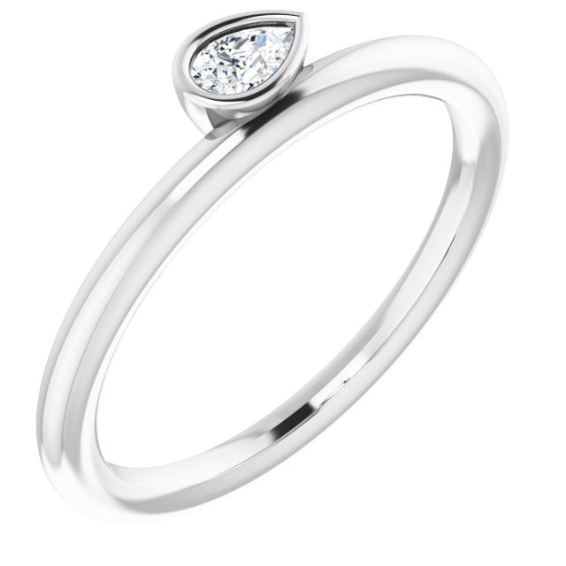 14k White 1/10 Ct Natural Diamond Stackable Ring