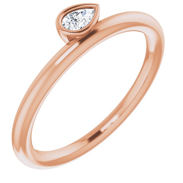 14k Rose 1/10 Ct Natural Diamond Stackable Ring