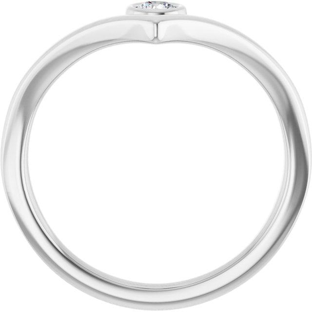 14k White 1/10 Ctw Natural Diamond Bezel-set V Ring