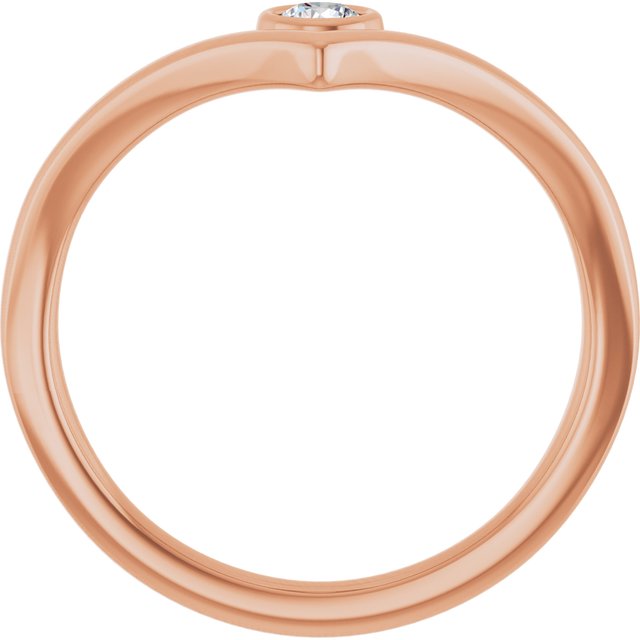 14k Rose 1/10 Ctw Natural Diamond Bezel-set V Ring