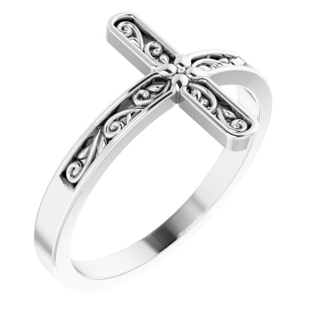 Sterling Silver Sideways Cross Ring